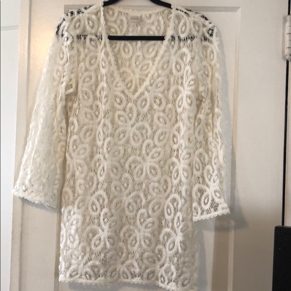Milly eyelet cover up - white (L)